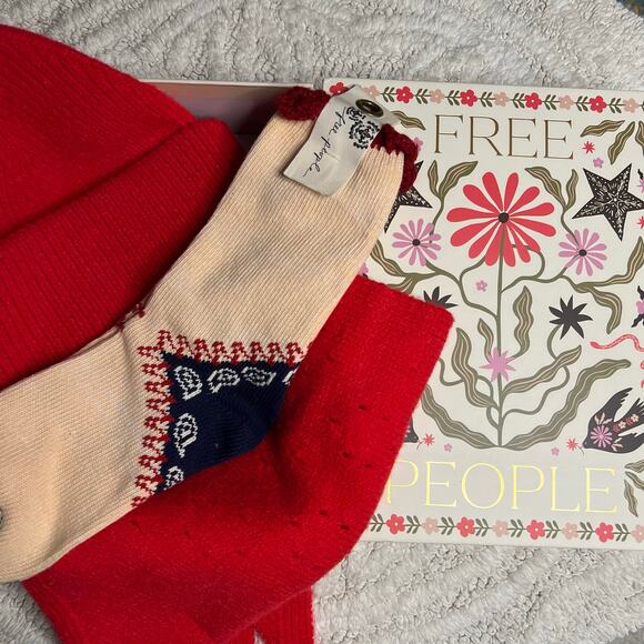 Merry Free People Bundle in Red Beanie Hat, Neckerchief Scarf & Socks Gift Box main image 14